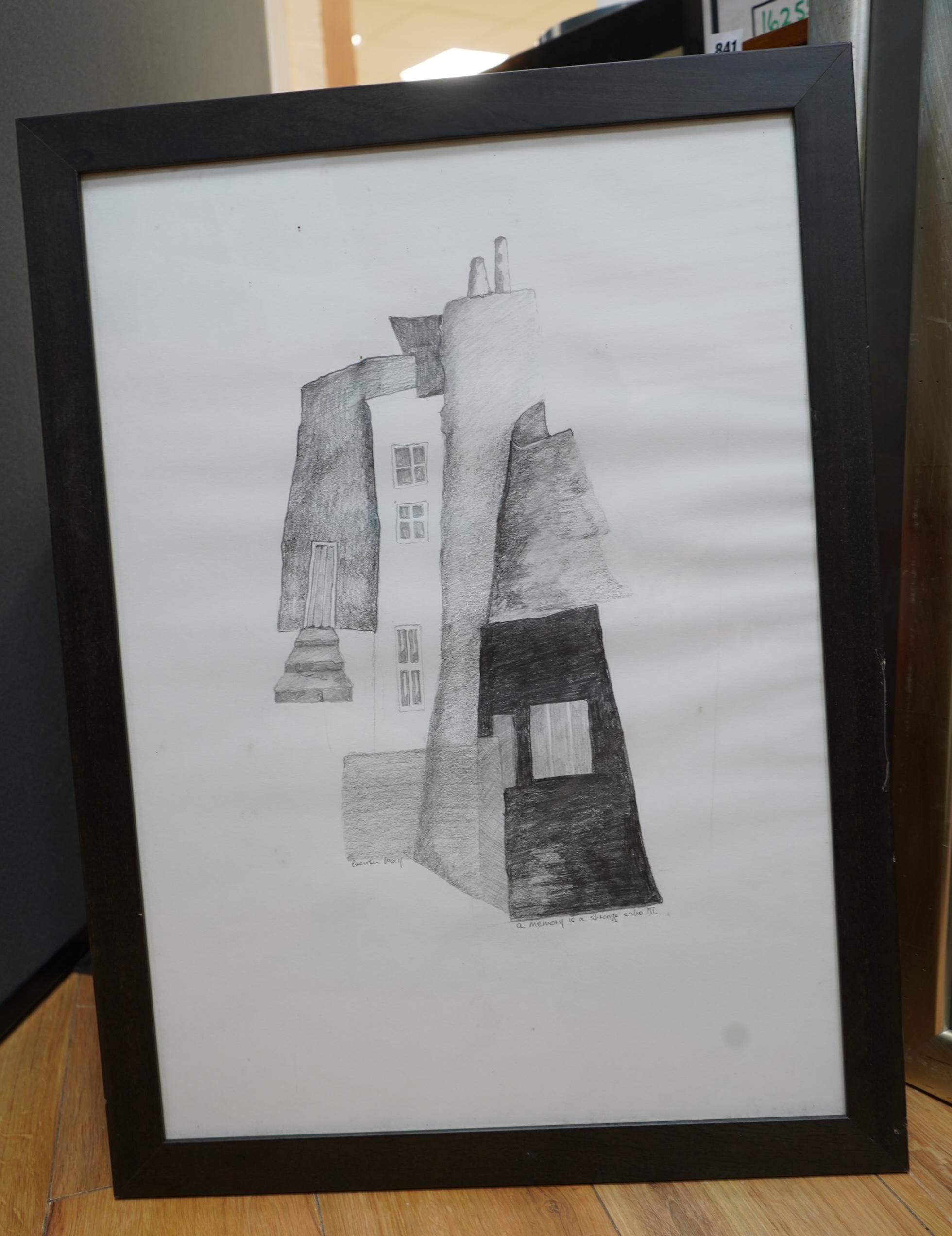 Brenda May (Modern British), a collection of five works to include a collage ‘Italian Autumn’, a pencil sketch and two collagraph prints, one titled ‘Rock Marks’, each signed in pencil, largest 58 x 41cm